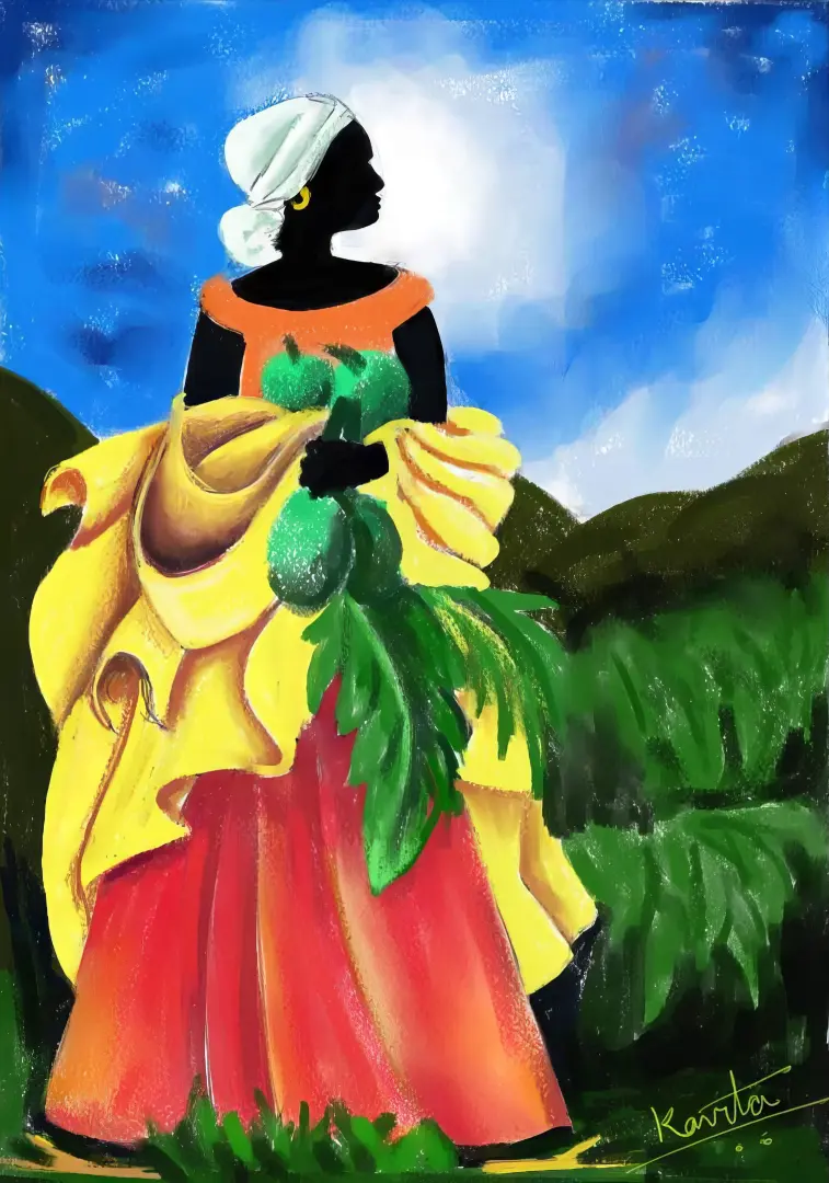 Vibrant acrylic portrait of an African lady