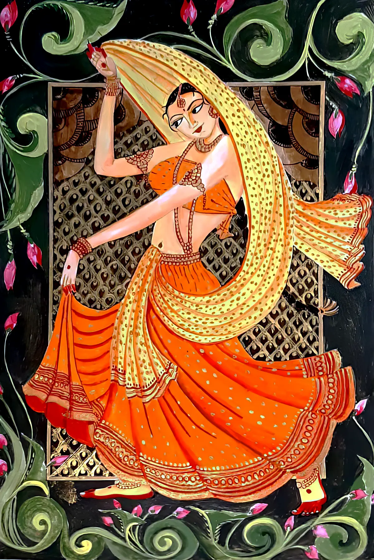 Dynamic painting of a dancing girl