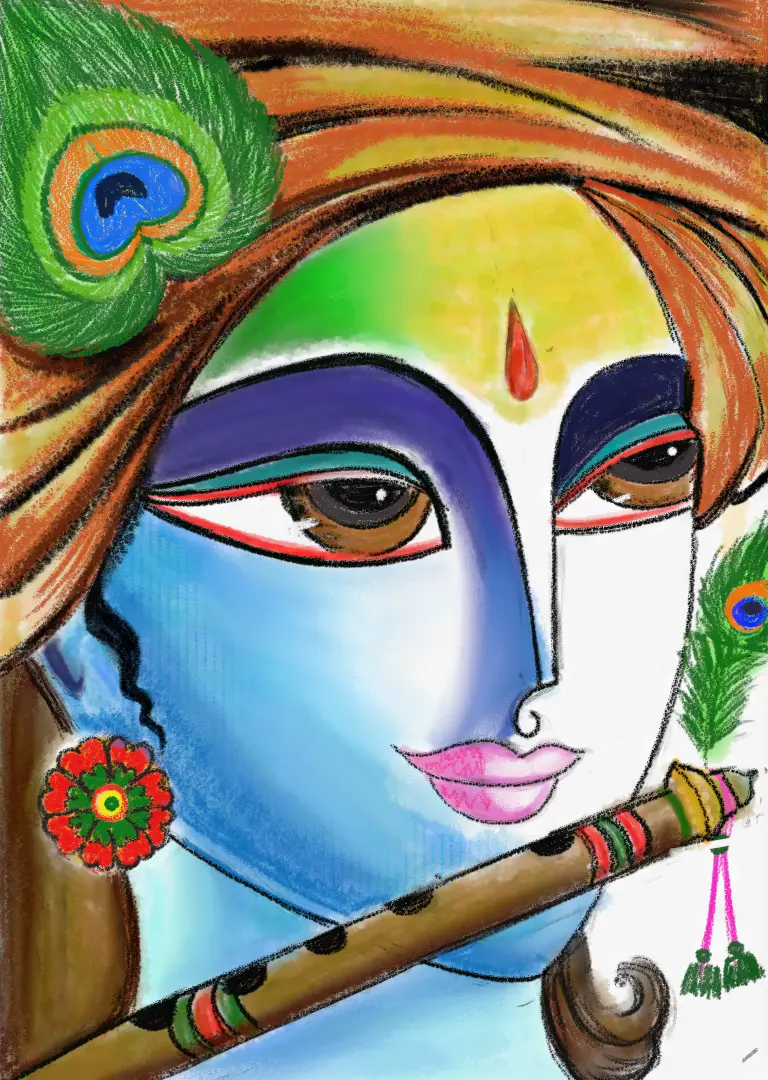 Detailed portrait of Lord Krishna