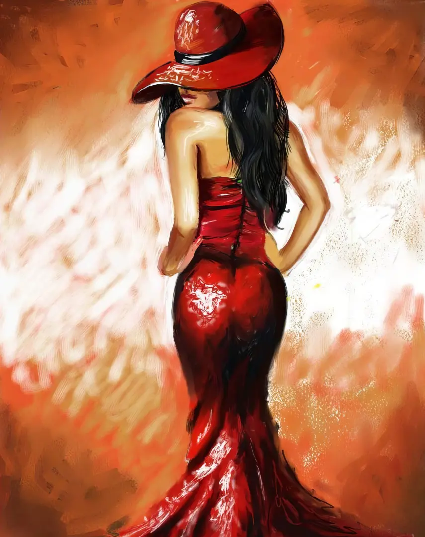 Stylish portrait of lady with red hat