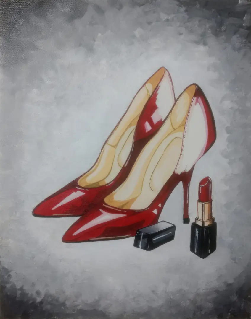 Fashion painting of red high heels